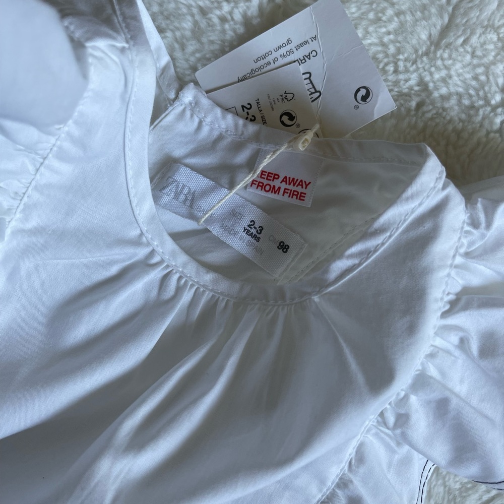 New! Zara cotton white sleeveless blouse size 2-3 - Picture 4 of 4
